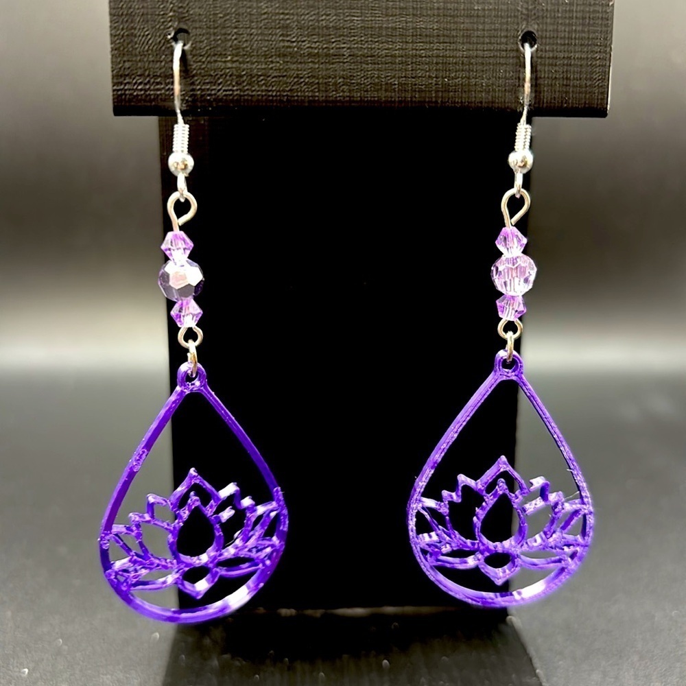 Lotus Teardrop Earrings - Picture 3 of 6